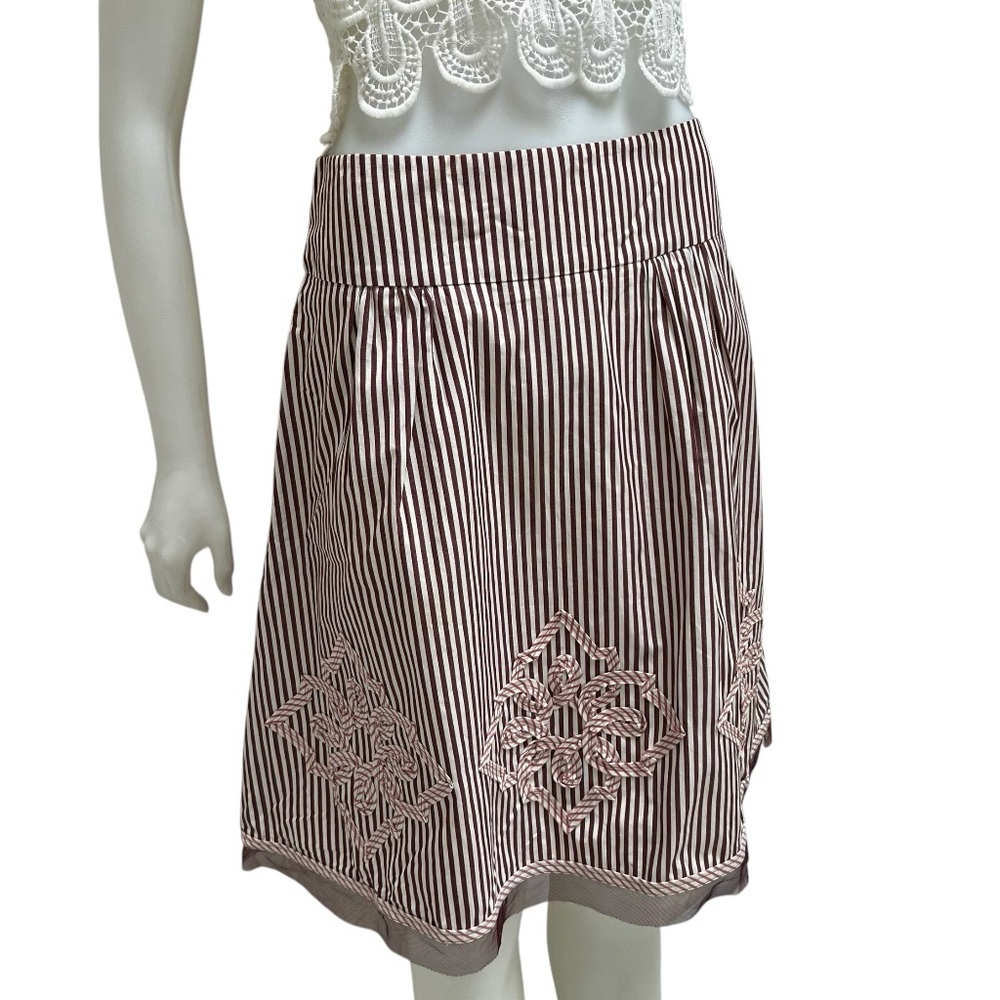 New Powder Pink Brown Striped Skirt A-Line Office Siren School Teacher 3D Artsy